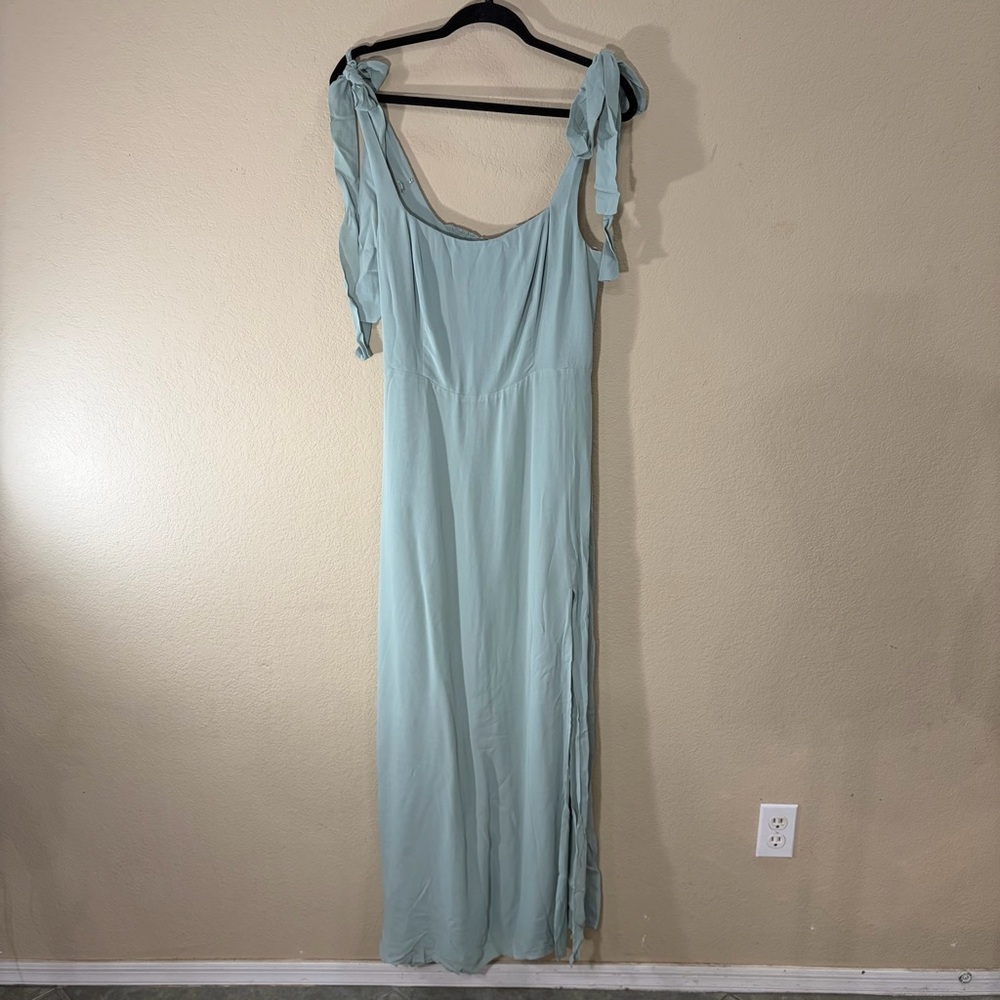 Reformation Celadon Green Blue Westerly Tie Strap Maxi Gown Dress Sz 10 Wedding - Picture 5 of 16